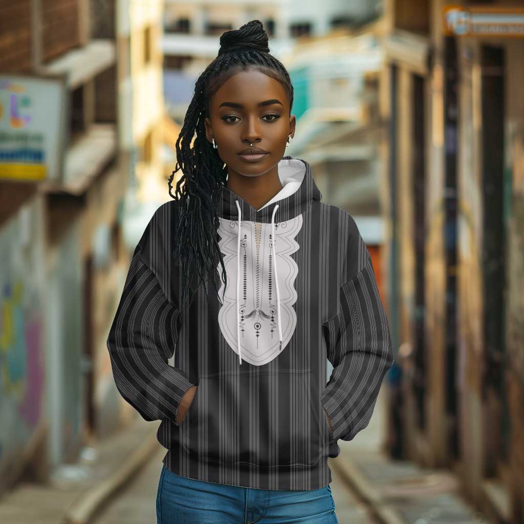 Liberia Kpelle Ethnic Heritage Pattern - Black Hoodie - African Pride