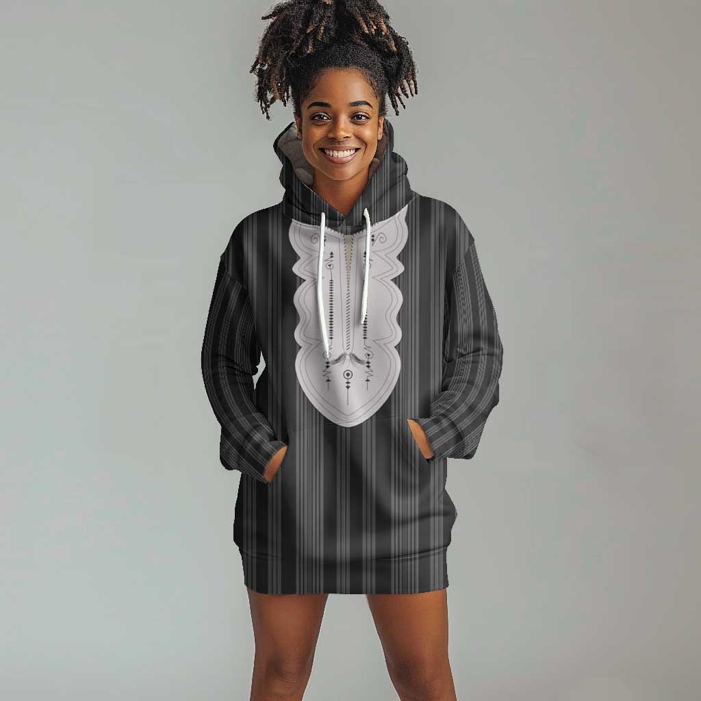 Liberia Kpelle Ethnic Heritage Pattern - Black Hoodie Dress - African Pride