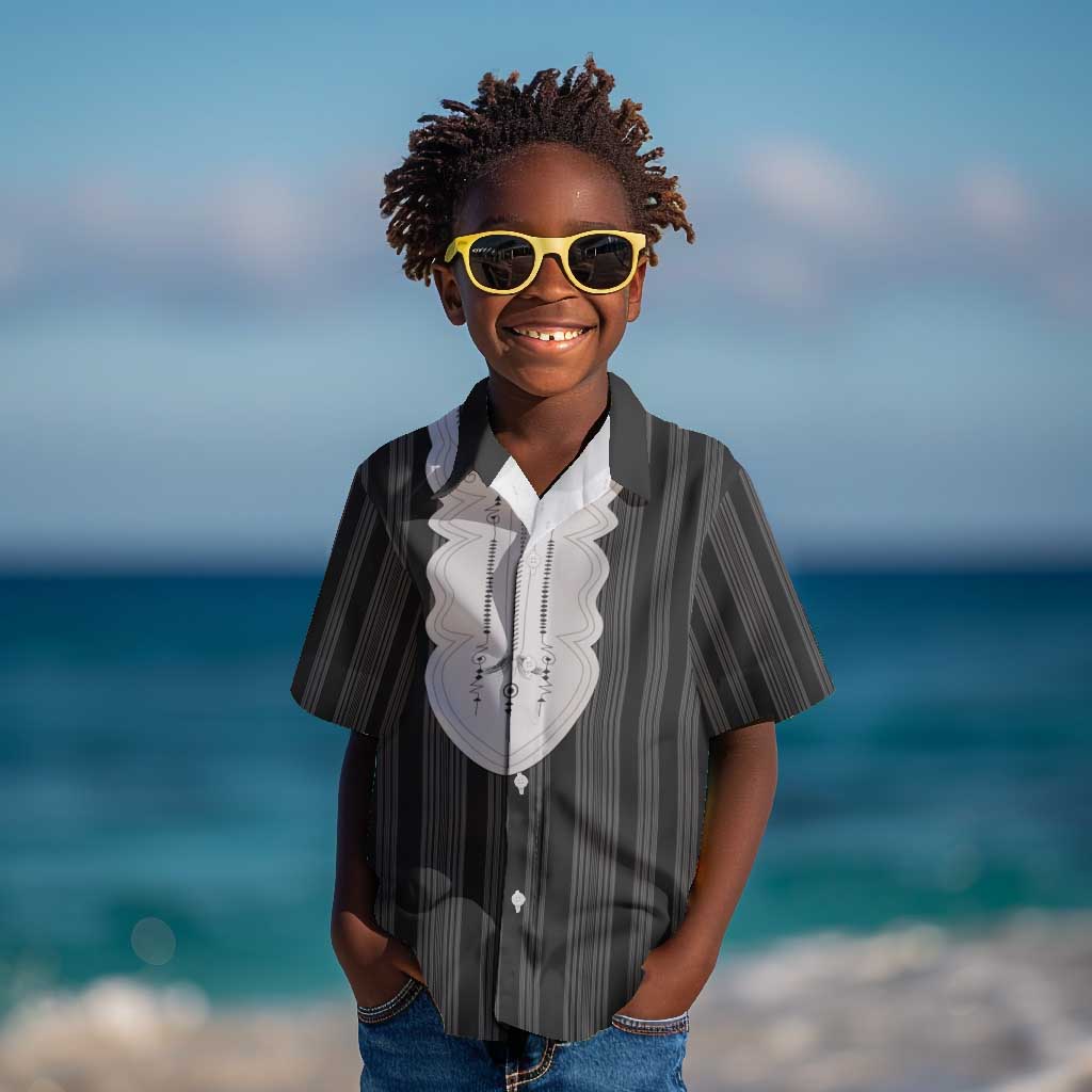 Liberia Kpelle Ethnic Heritage Pattern - Black Kid Hawaiian Shirt - African Pride