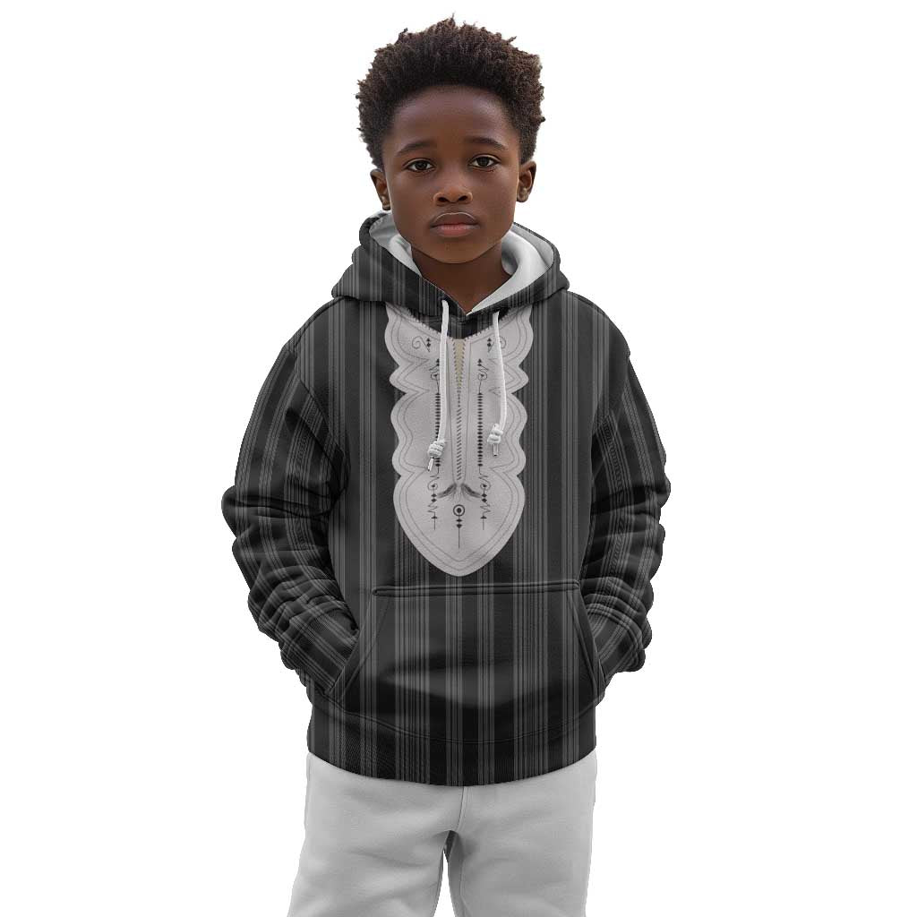 Liberia Kpelle Ethnic Heritage Pattern - Black Kid Hoodie - African Pride
