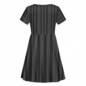 Liberia Kpelle Ethnic Heritage Pattern - Black Kid Short Sleeve Dress - African Pride