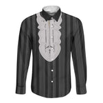 Liberia Kpelle Ethnic Heritage Pattern - Black Long Sleeve Button Shirt - African Pride