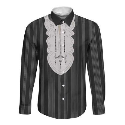 Liberia Kpelle Ethnic Heritage Pattern - Black Long Sleeve Button Shirt - African Pride