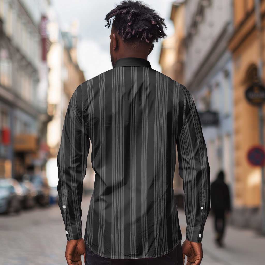 Liberia Kpelle Ethnic Heritage Pattern - Black Long Sleeve Button Shirt - African Pride