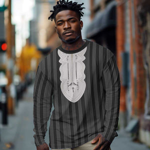 Liberia Kpelle Ethnic Heritage Pattern - Black Long Sleeve Shirt - African Pride