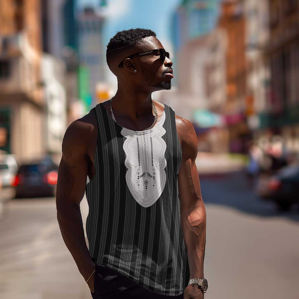 Liberia Kpelle Ethnic Heritage Pattern - Black Men Tank Top - African Pride