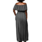 Liberia Kpelle Ethnic Heritage Pattern - Black Off Shoulder Maxi Dress - African Pride