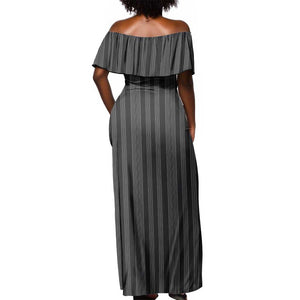 Liberia Kpelle Ethnic Heritage Pattern - Black Off Shoulder Maxi Dress - African Pride