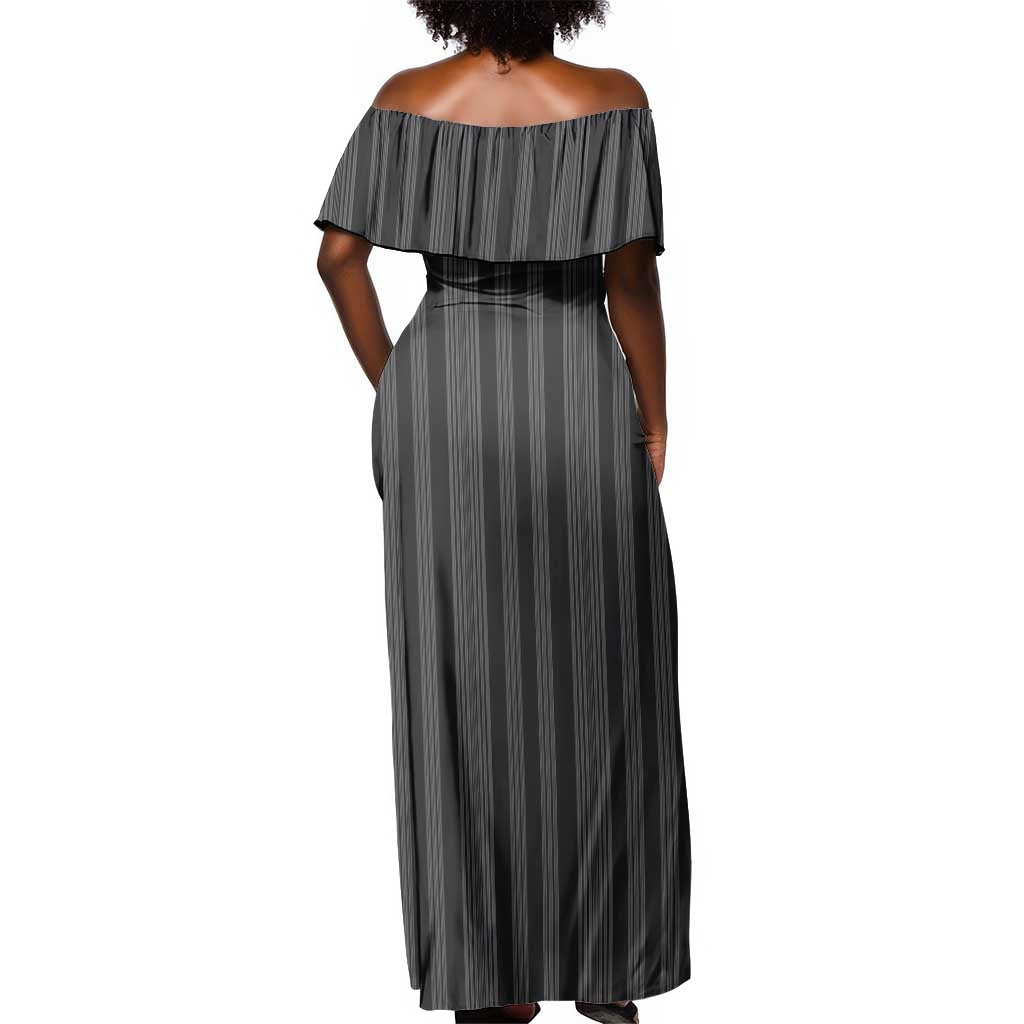 Liberia Kpelle Ethnic Heritage Pattern - Black Off Shoulder Maxi Dress - African Pride