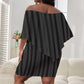 Liberia Kpelle Ethnic Heritage Pattern - Black Off Shoulder Short Dress - African Pride