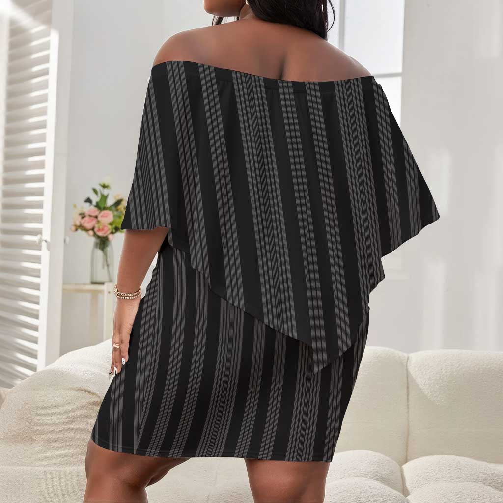 Liberia Kpelle Ethnic Heritage Pattern - Black Off Shoulder Short Dress - African Pride