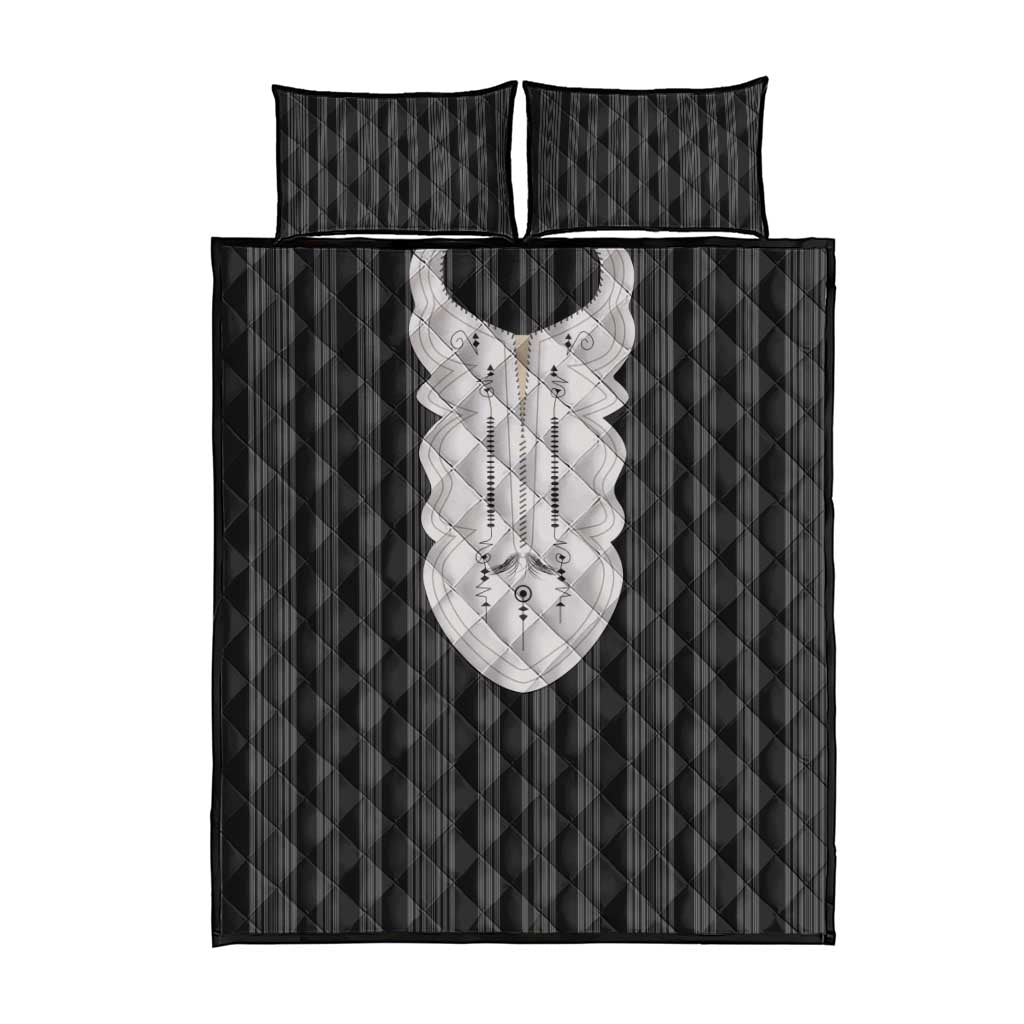 Liberia Kpelle Ethnic Heritage Pattern - Black Quilt Bed Set - African Pride