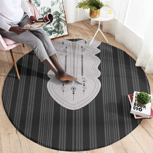 Liberia Kpelle Ethnic Heritage Pattern - Black Round Carpet - African Pride