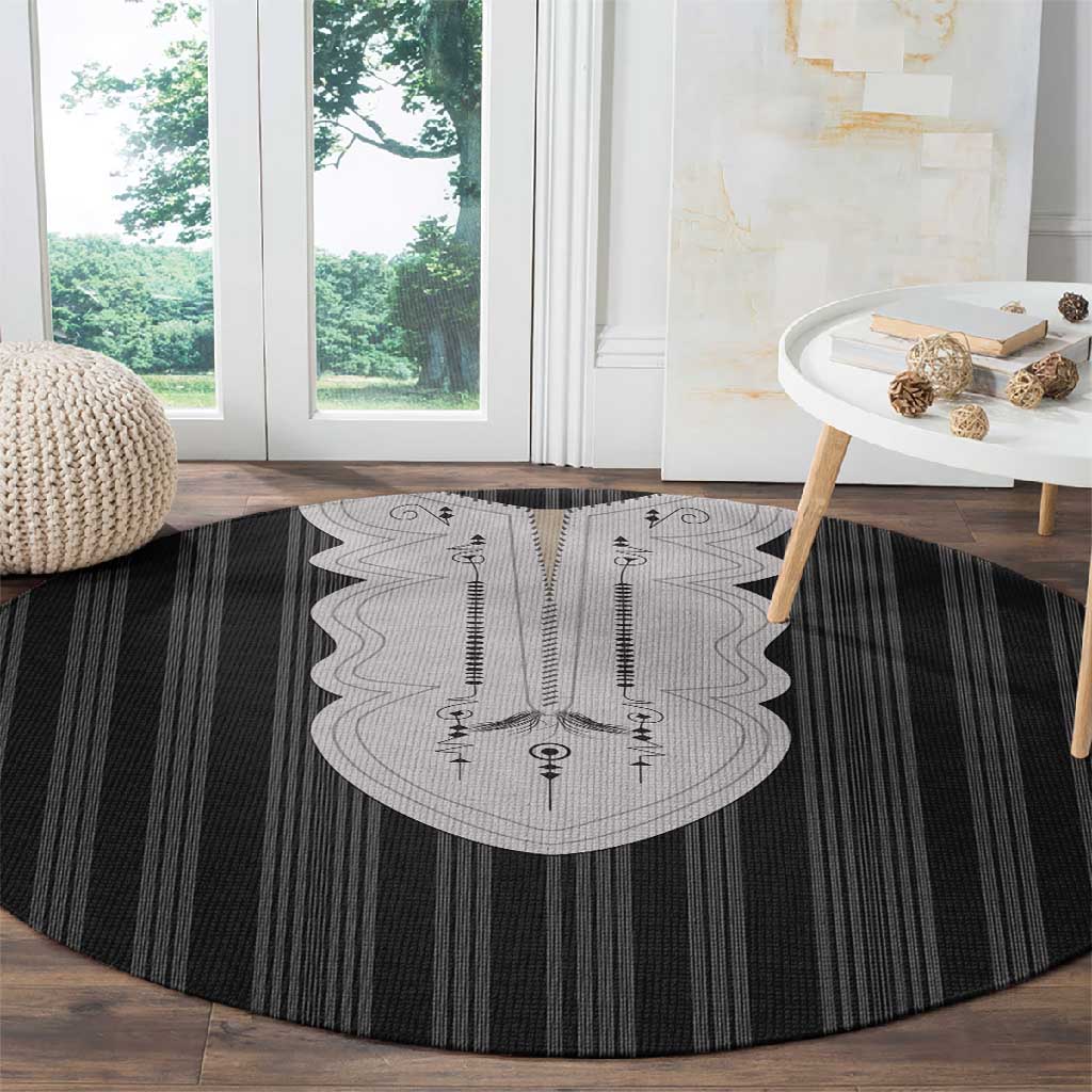 Liberia Kpelle Ethnic Heritage Pattern - Black Round Carpet - African Pride