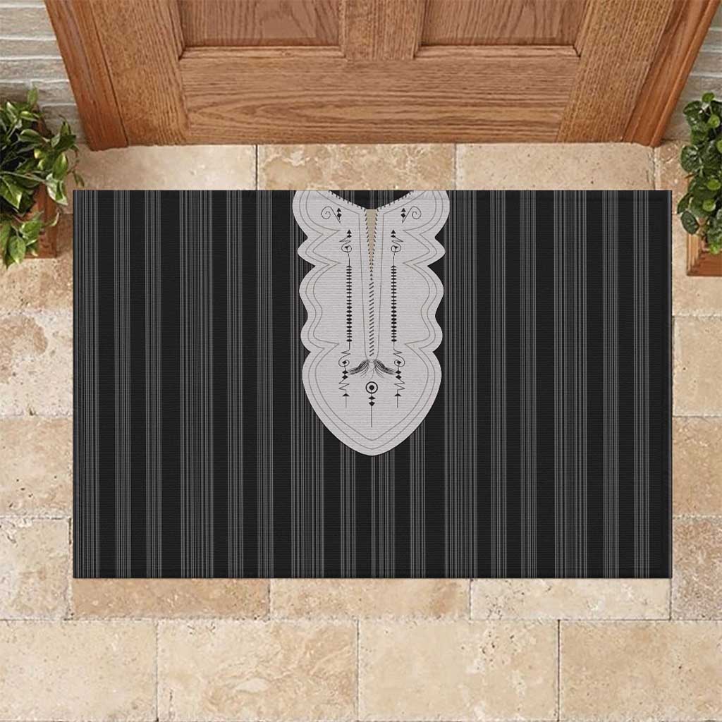 Liberia Kpelle Ethnic Heritage Pattern - Black Rubber Doormat - African Pride