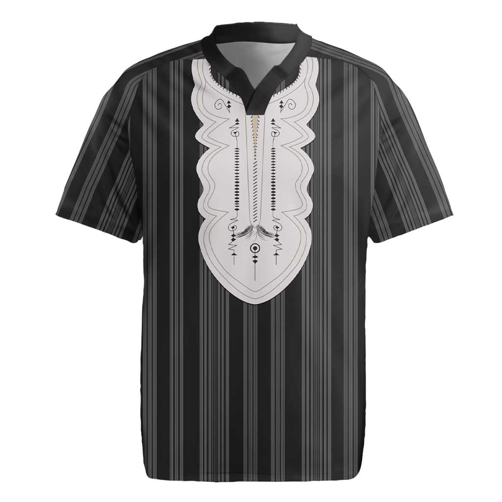 Liberia Kpelle Ethnic Heritage Pattern - Black Rugby Jersey - African Pride