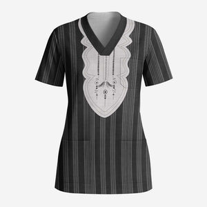 Liberia Kpelle Ethnic Heritage Pattern - Black Scrub Top - African Pride