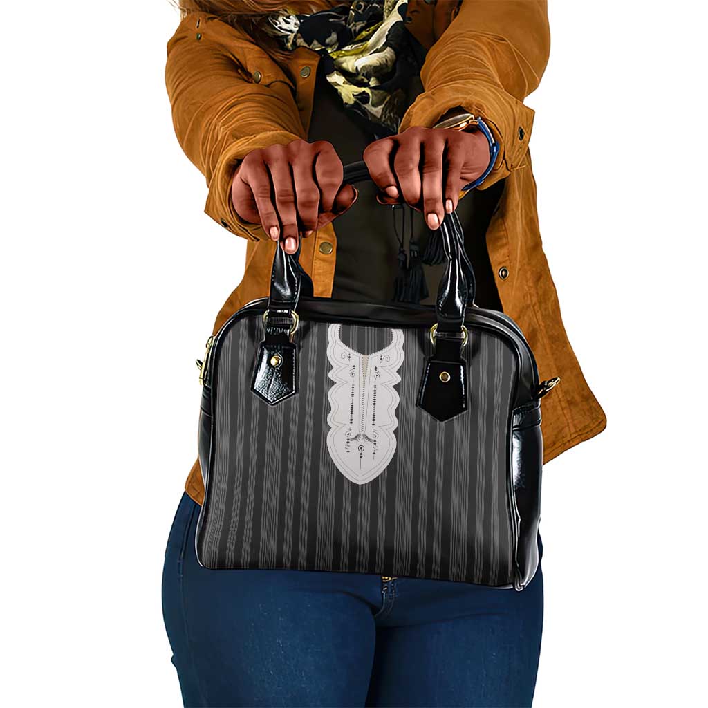 Liberia Kpelle Ethnic Heritage Pattern - Black Shoulder Handbag - African Pride