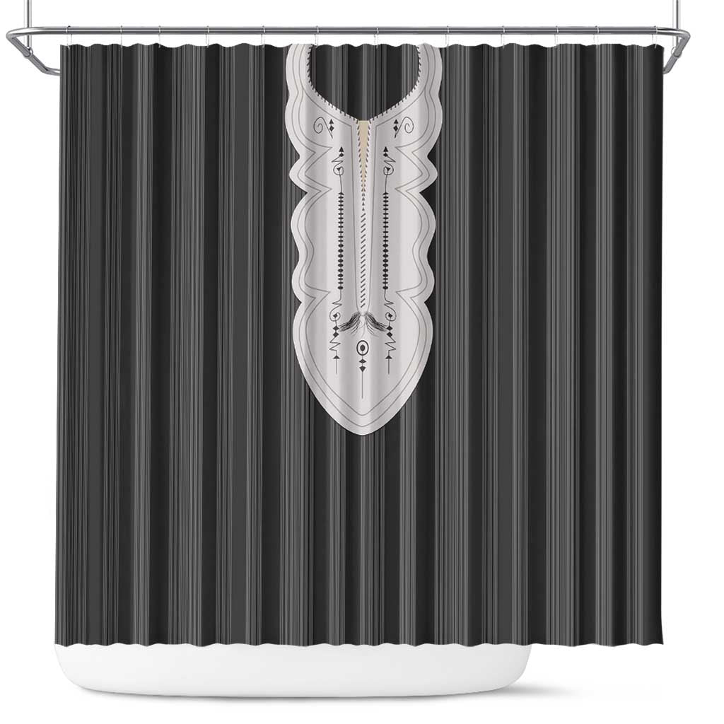 Liberia Kpelle Ethnic Heritage Pattern - Black Shower Curtain - African Pride