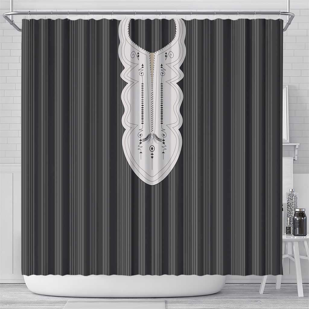 Liberia Kpelle Ethnic Heritage Pattern - Black Shower Curtain - African Pride