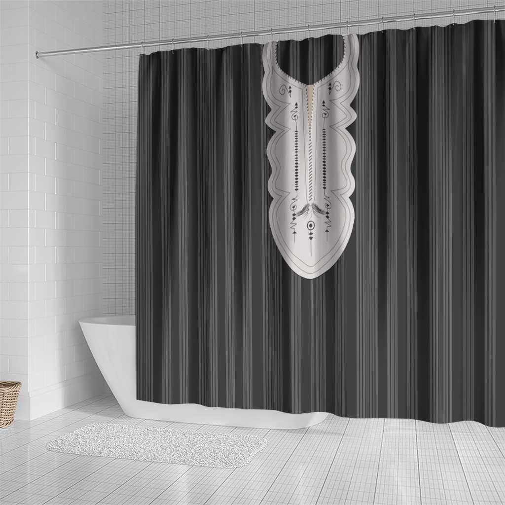 Liberia Kpelle Ethnic Heritage Pattern - Black Shower Curtain - African Pride