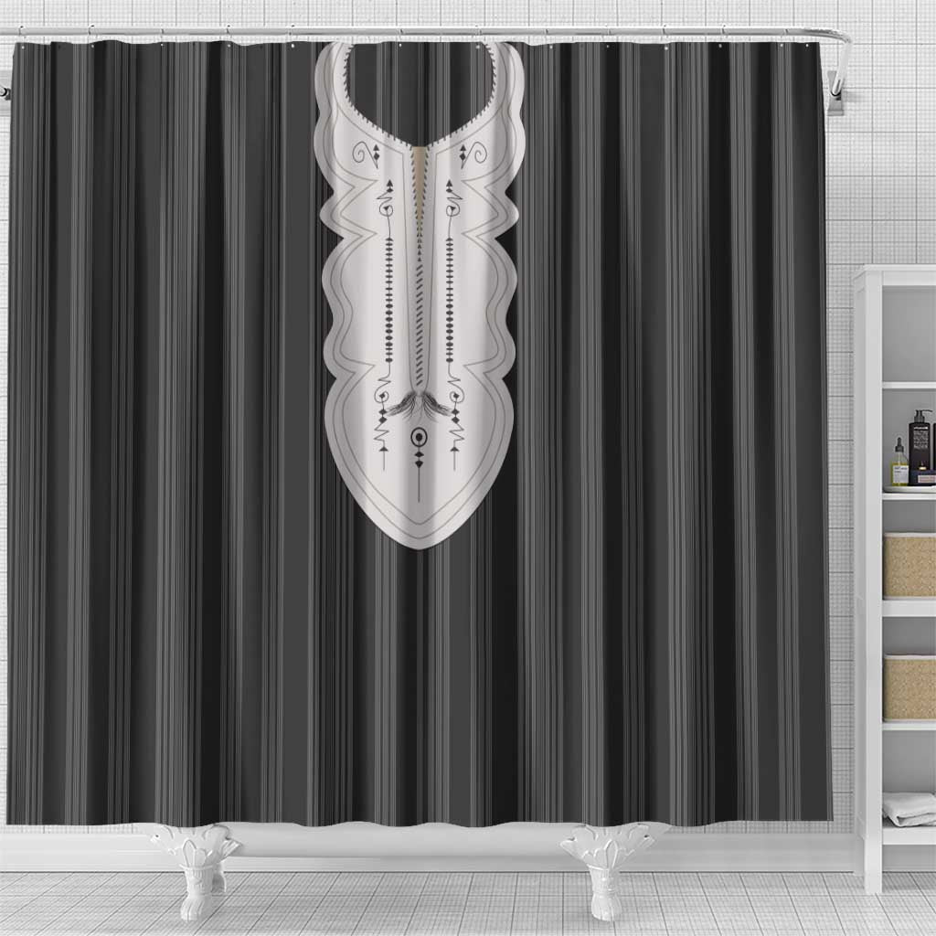 Liberia Kpelle Ethnic Heritage Pattern - Black Shower Curtain - African Pride