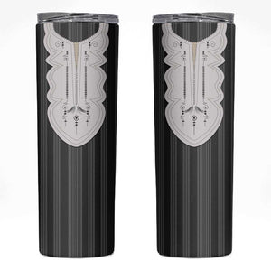 Liberia Kpelle Ethnic Heritage Pattern - Black Skinny Tumbler - African Pride