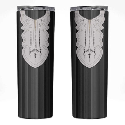 Liberia Kpelle Ethnic Heritage Pattern - Black Skinny Tumbler - African Pride