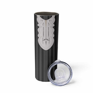 Liberia Kpelle Ethnic Heritage Pattern - Black Skinny Tumbler - African Pride