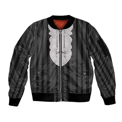 Liberia Kpelle Ethnic Heritage Pattern - Black Sleeve Zip Bomber Jacket - African Pride