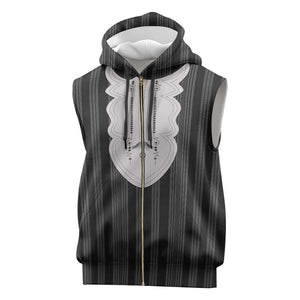 Liberia Kpelle Ethnic Heritage Pattern - Black Sleeveless Zip Hoodie - African Pride