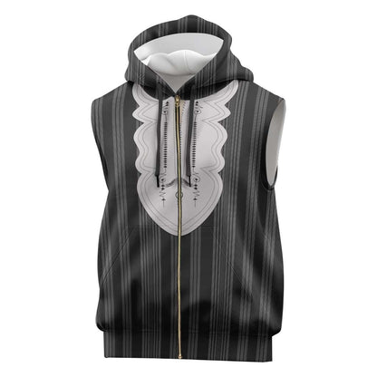 Liberia Kpelle Ethnic Heritage Pattern - Black Sleeveless Zip Hoodie - African Pride