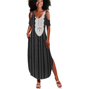 Liberia Kpelle Ethnic Heritage Pattern - Black Summer Maxi Dress - African Pride