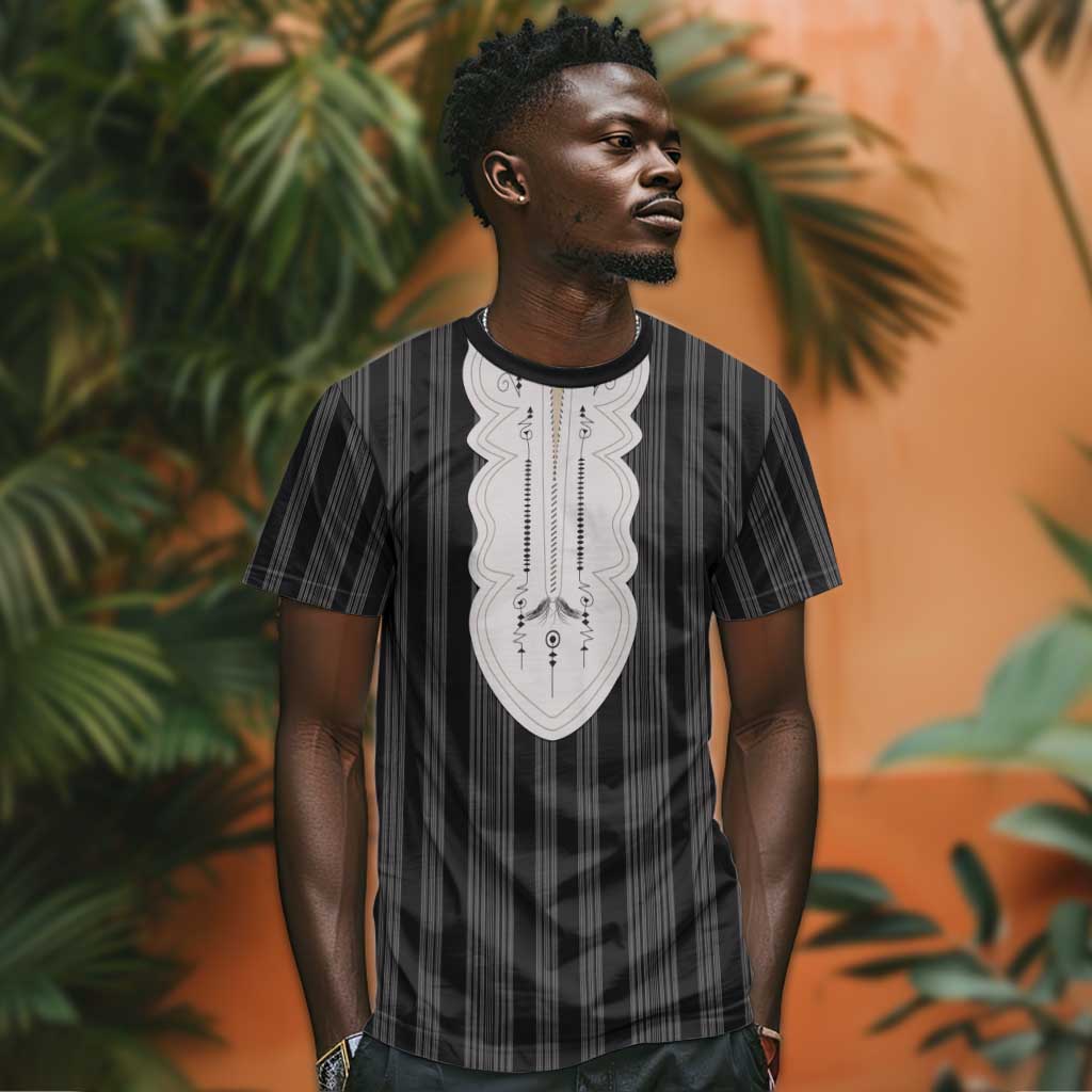 Liberia Kpelle Ethnic Heritage Pattern - Black T shirt - African Pride