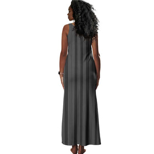 Liberia Kpelle Ethnic Heritage Pattern - Black Tank Maxi Dress - African Pride