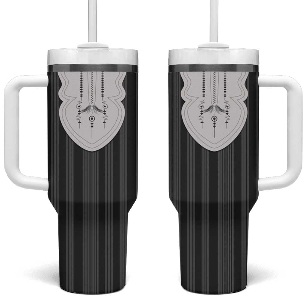 Liberia Kpelle Ethnic Heritage Pattern - Black Tumbler With Handle - African Pride