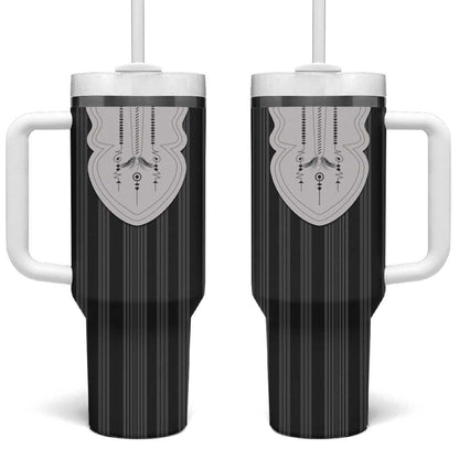 Liberia Kpelle Ethnic Heritage Pattern - Black Tumbler With Handle - African Pride