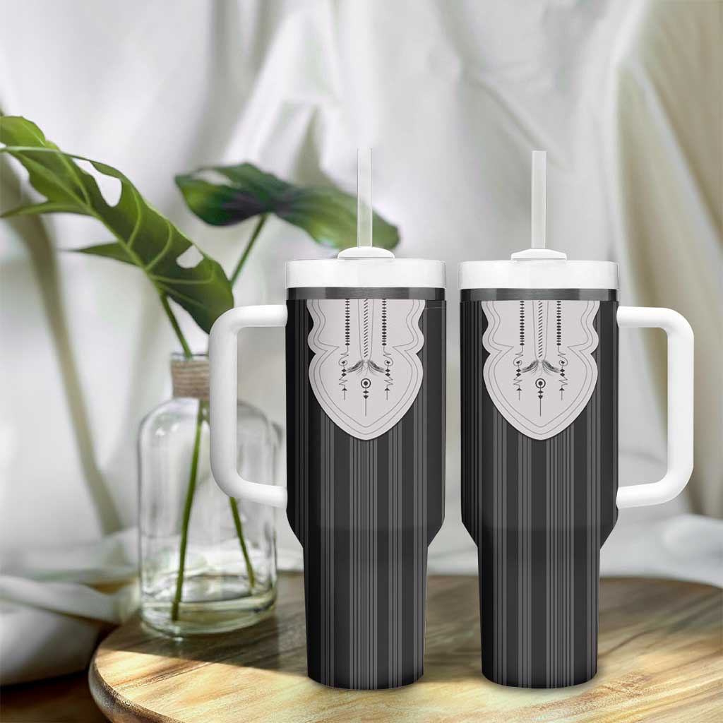 Liberia Kpelle Ethnic Heritage Pattern - Black Tumbler With Handle - African Pride