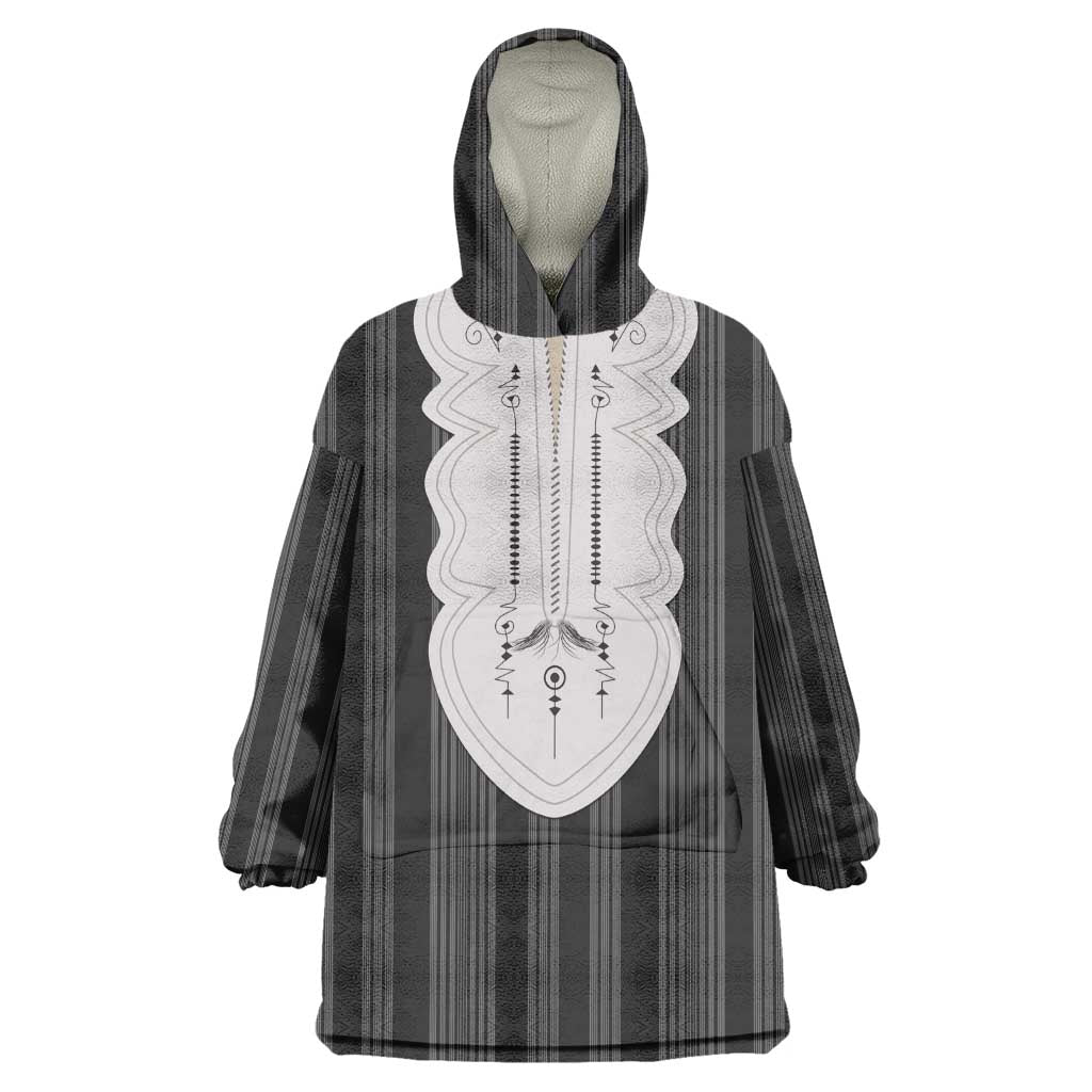 Liberia Kpelle Ethnic Heritage Pattern - Black Wearable Blanket Hoodie - African Pride