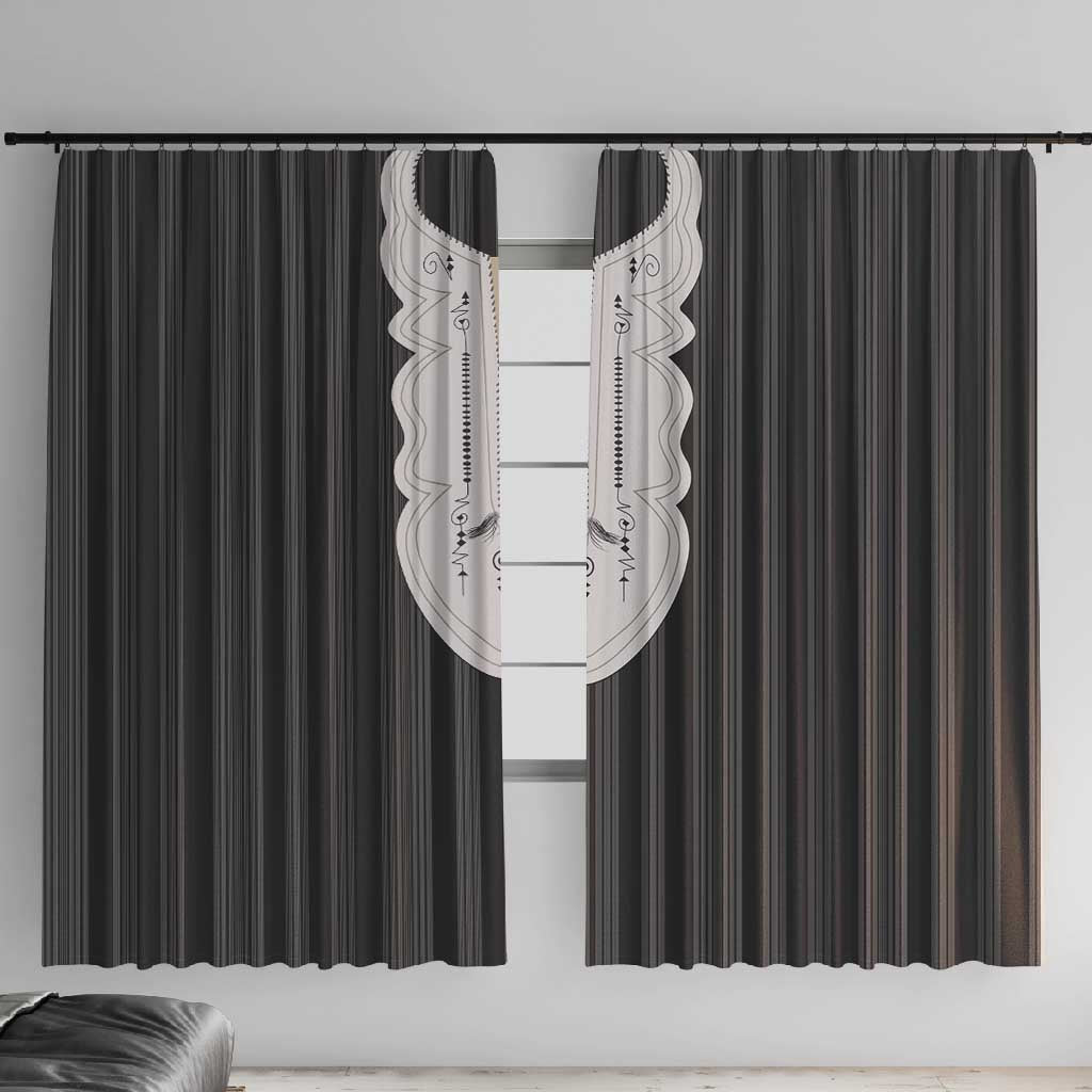 Liberia Kpelle Ethnic Heritage Pattern - Black Window Curtain - African Pride