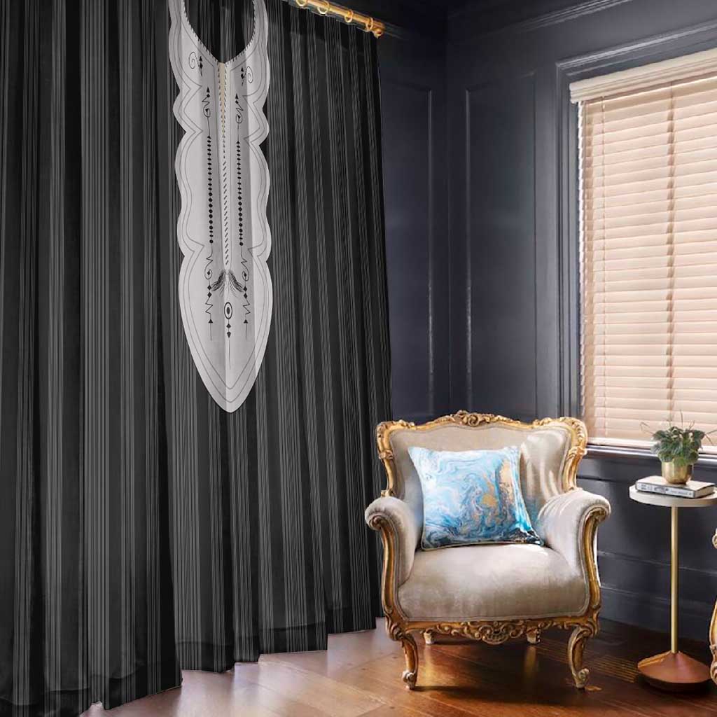 Liberia Kpelle Ethnic Heritage Pattern - Black Window Curtain - African Pride