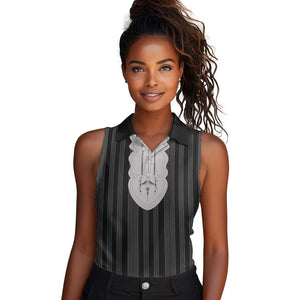 Liberia Kpelle Ethnic Heritage Pattern - Black Women Sleeveless Polo Shirt - African Pride