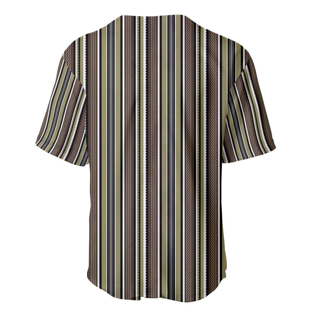 Liberia Kpelle Ethnic Heritage Pattern - Brown Baseball Jersey - African Pride