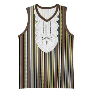 Liberia Kpelle Ethnic Heritage Pattern - Brown Basketball Jersey - African Pride