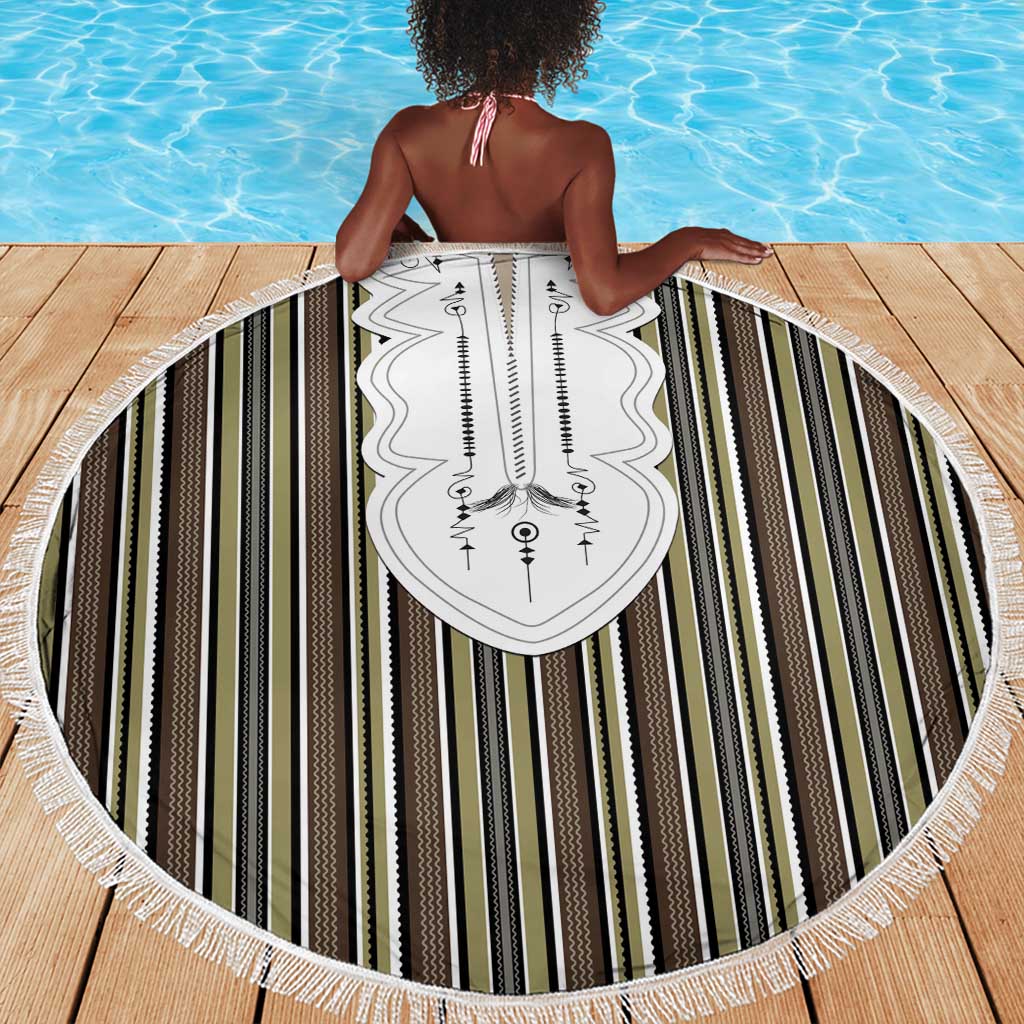 Liberia Kpelle Ethnic Heritage Pattern - Brown Beach Blanket - African Pride