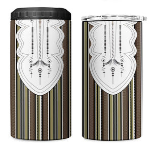 Liberia Kpelle Ethnic Heritage Pattern - Brown 4 in 1 Can Cooler Tumbler - African Pride