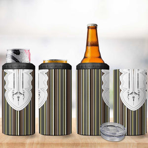 Liberia Kpelle Ethnic Heritage Pattern - Brown 4 in 1 Can Cooler Tumbler - African Pride