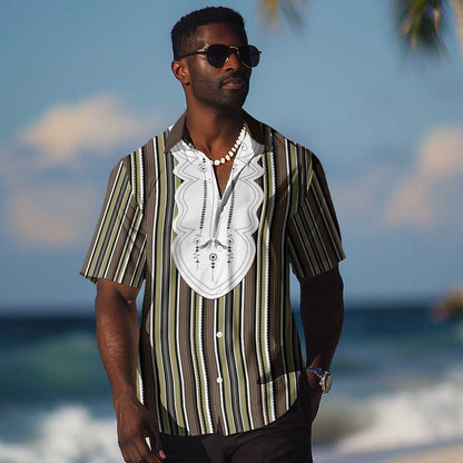 Liberia Kpelle Ethnic Heritage Pattern - Brown Hawaiian Shirt - African Pride