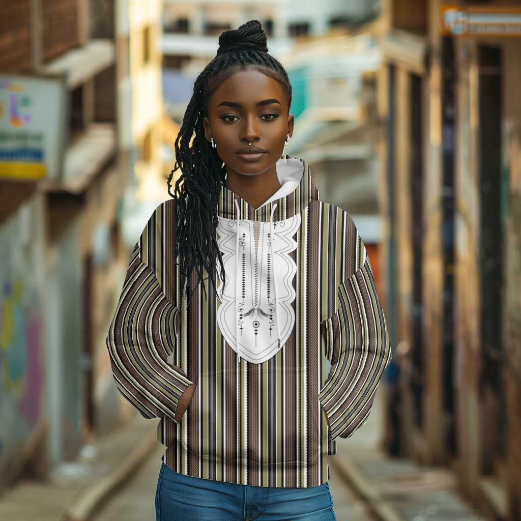 Liberia Kpelle Ethnic Heritage Pattern - Brown Hoodie - African Pride