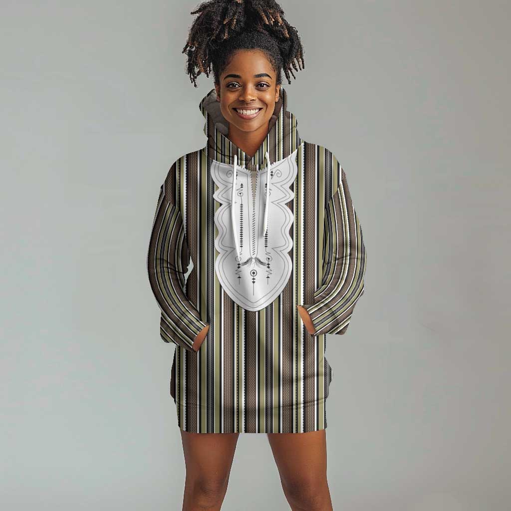 Liberia Kpelle Ethnic Heritage Pattern - Brown Hoodie Dress - African Pride